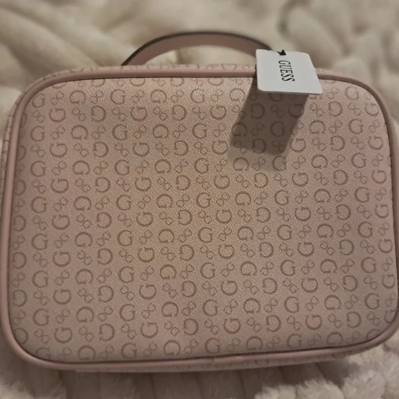 Guess Light Rose Pink Cosmetic Bag with Monogram Design - Picture 3 of 5